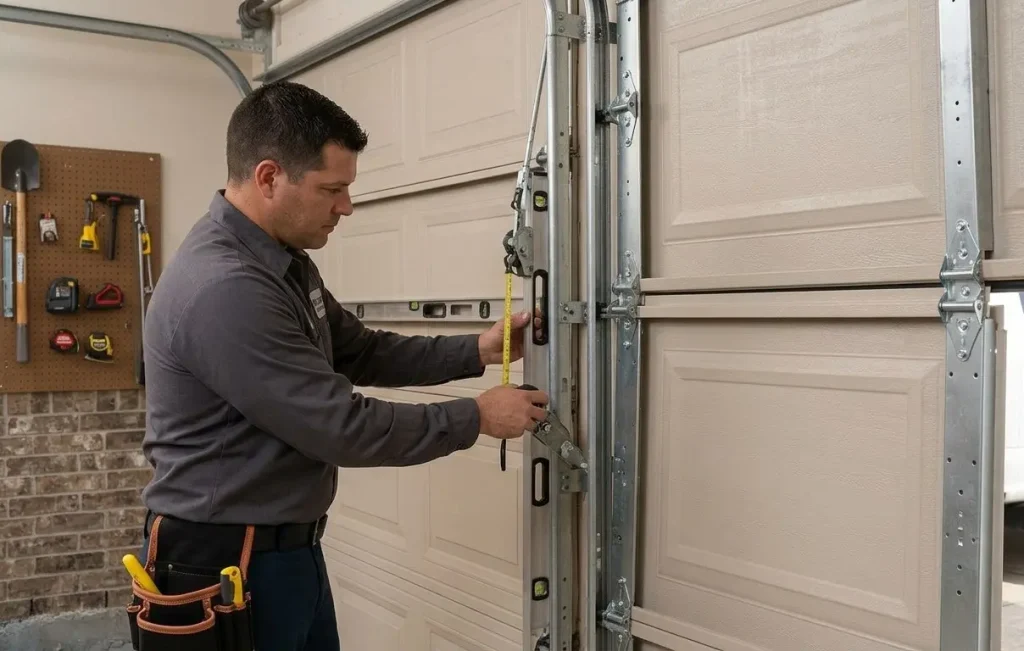 Garage door panel replacement and alignment service in Garland TX ensuring smooth, balanced, and safe garage door operation.
