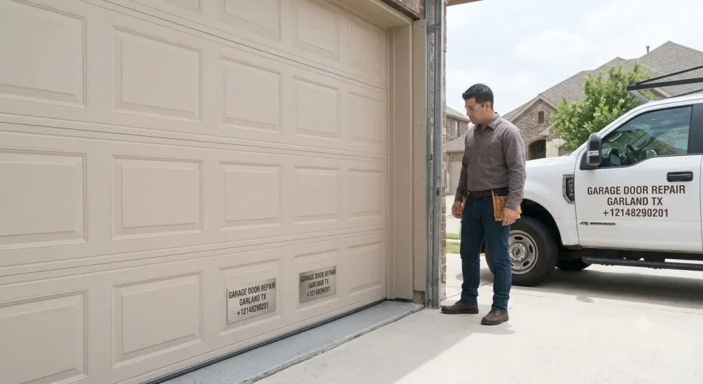 Routine garage door panel maintenance service in Garland TX improving appearance, durability, and long-term performance.
