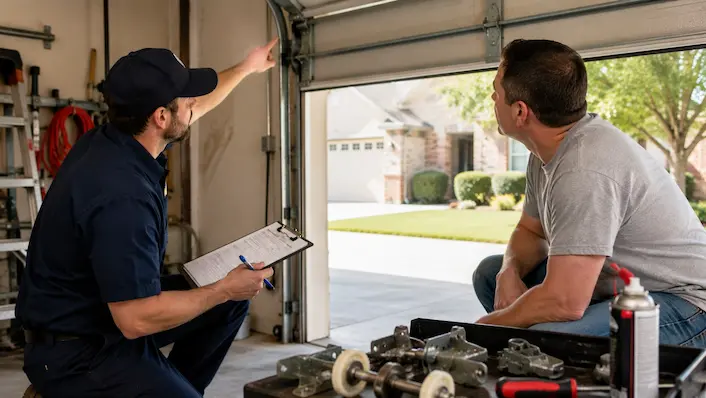 Garage door opener inspection for grinding noise in Garland TX
