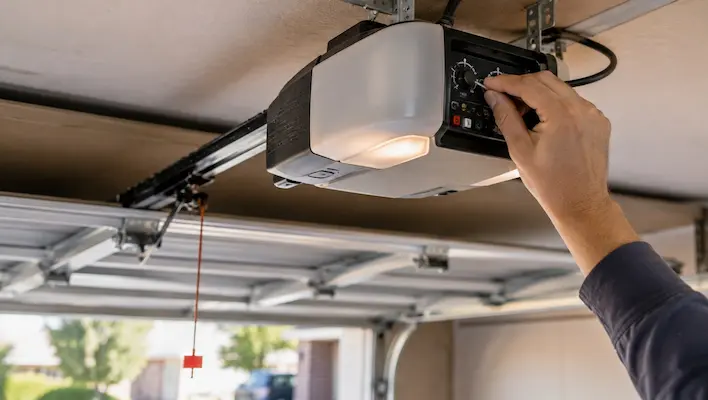 
Garage door safety sensors checked for alignment when a garage door gets stuck halfway in Garland TX