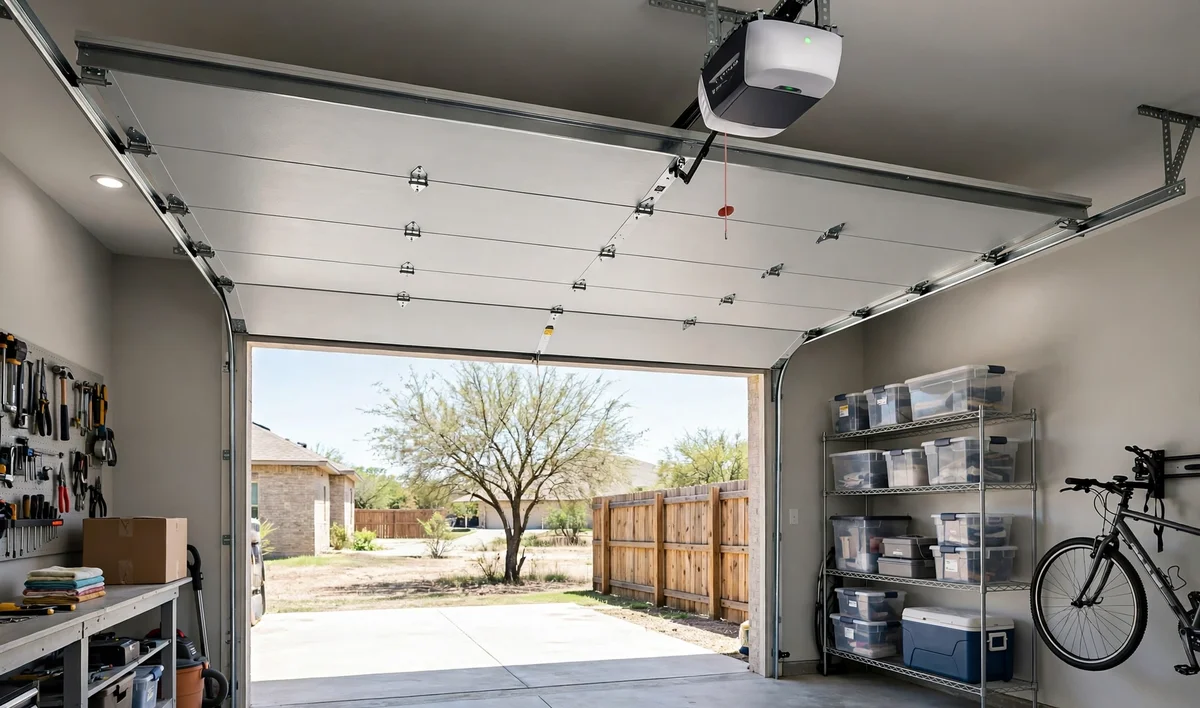 New garage door opener installed after repair in Spring Creek, Garland TX